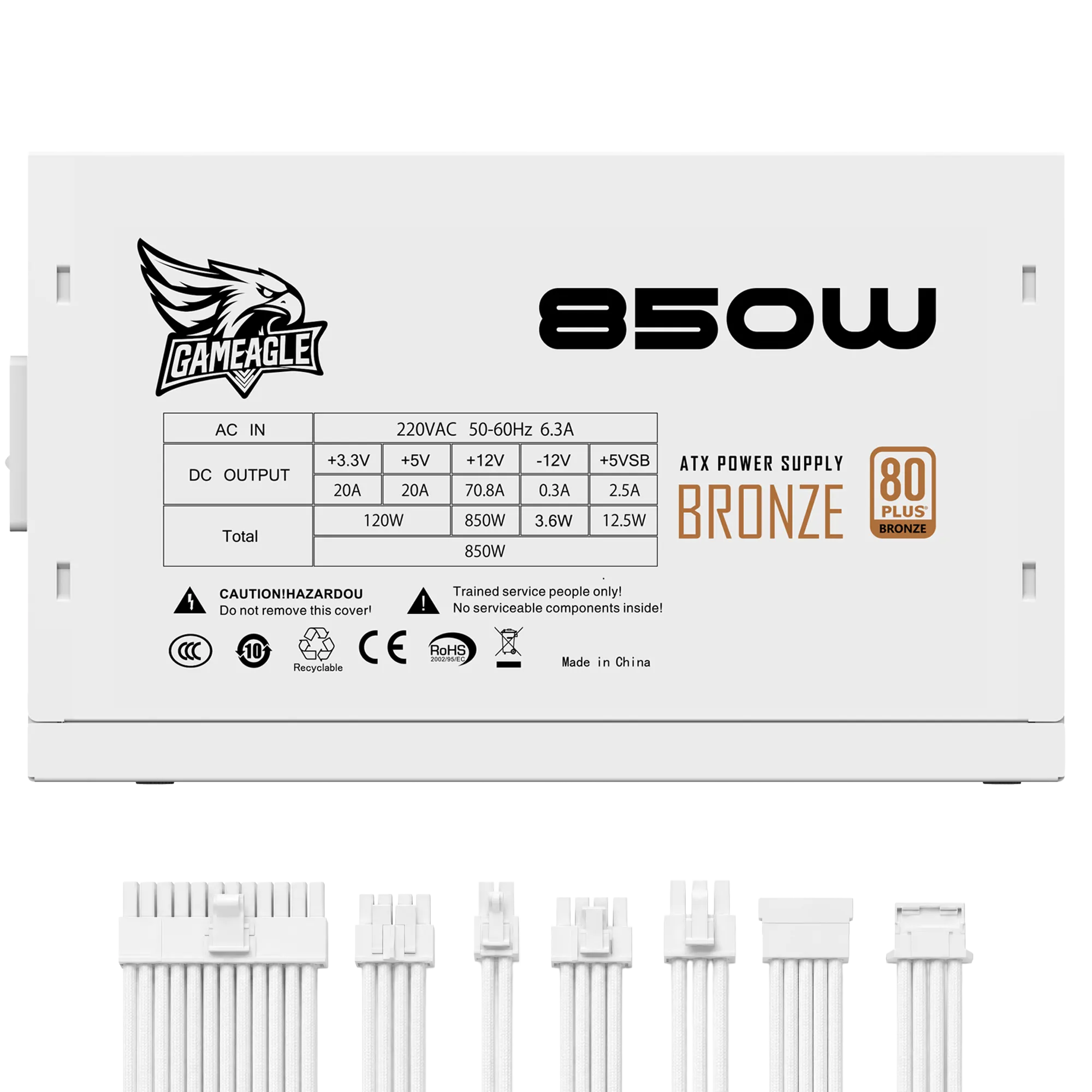 850W 80+ Bronz Modüler Power Psu (Beyaz)