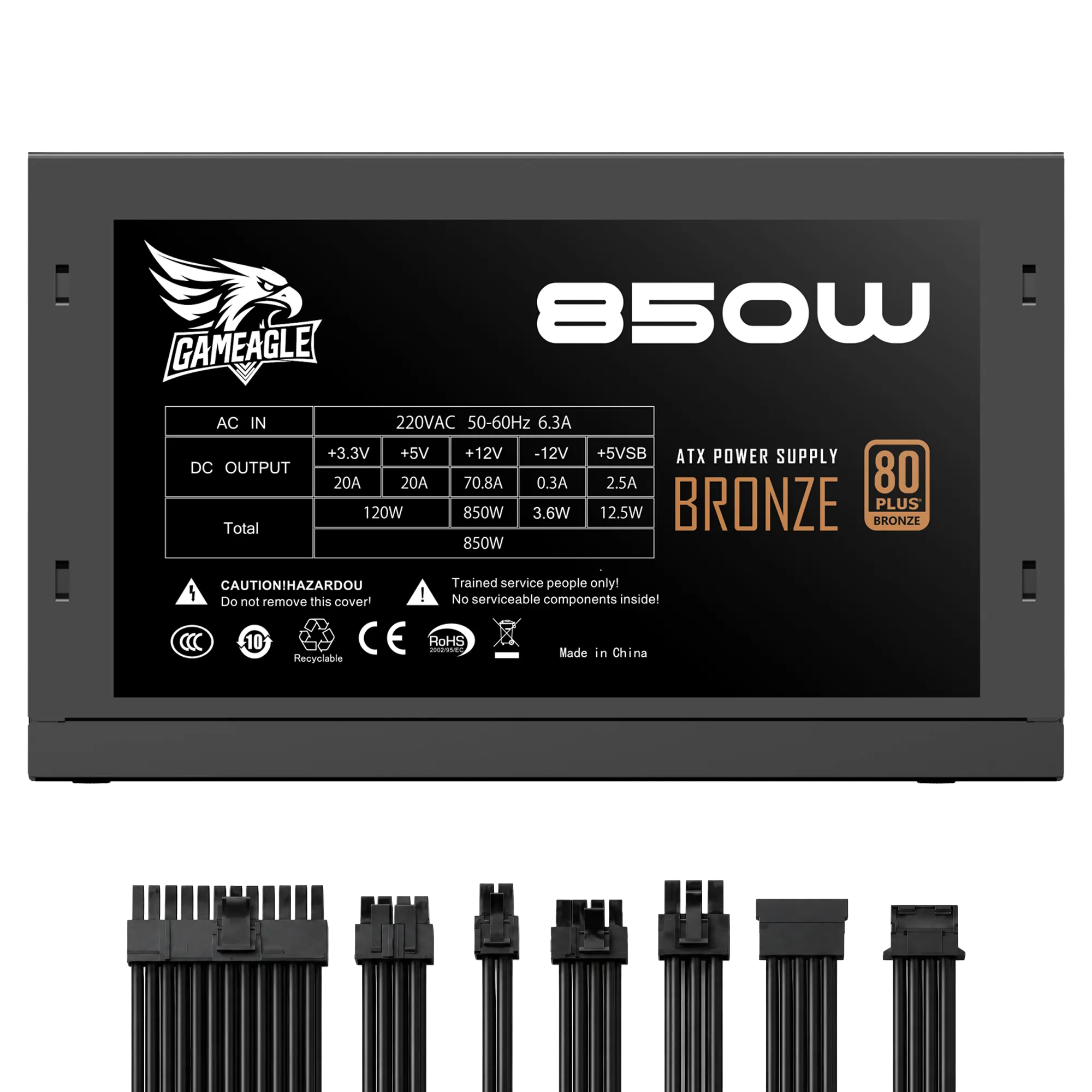 850W 80+ Bronz Modüler Power Psu (Siyah)