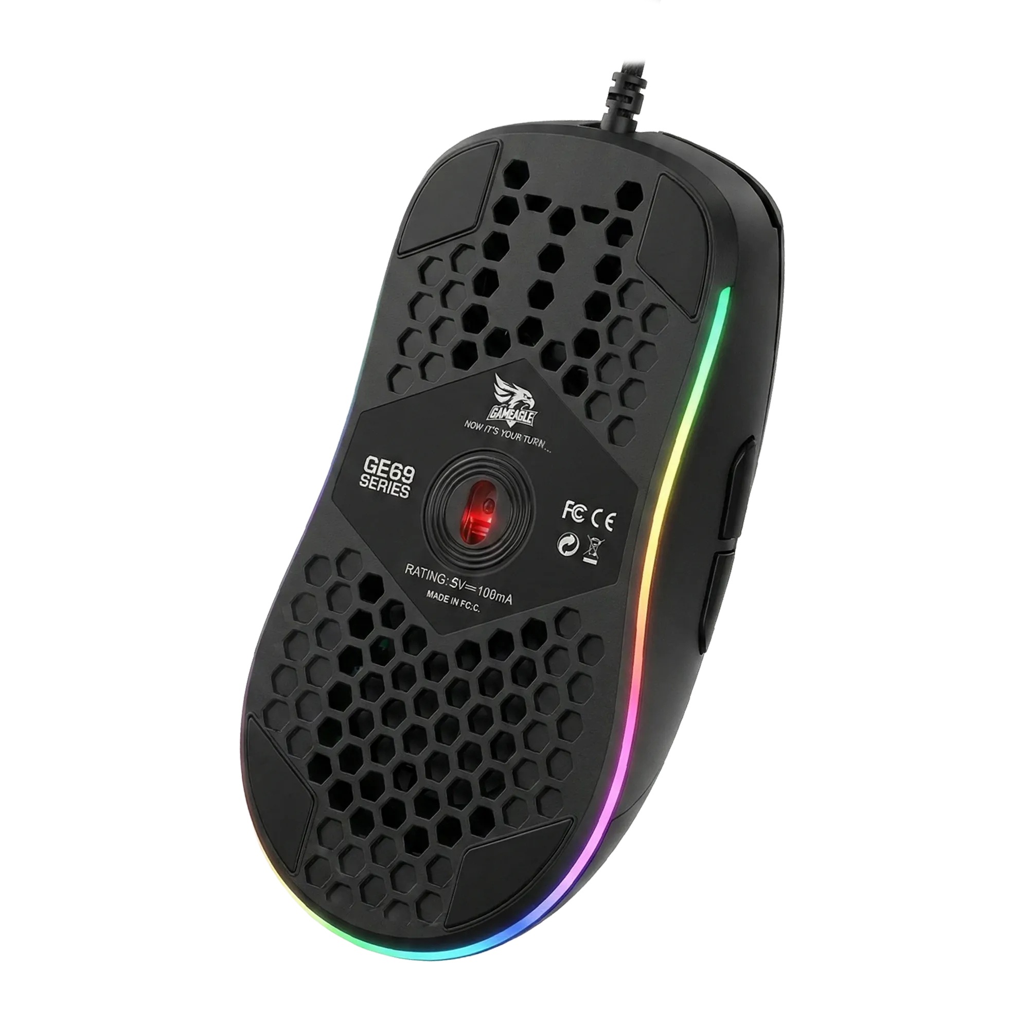 GE69B Ultra Hafif Kablolu RGB Oyuncu Gaming Optik Mouse (Siyah) thumbnail 5