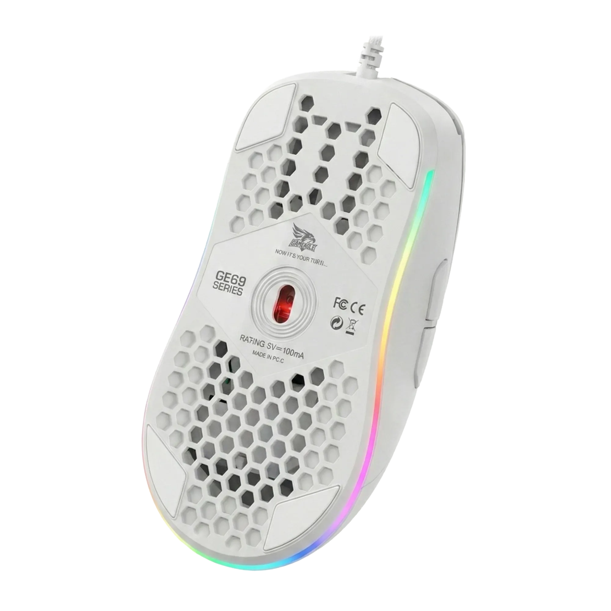 GE69W Ultra Hafif Kablolu RGB Oyuncu Gaming Optik Mouse (Beyaz) thumbnail 5