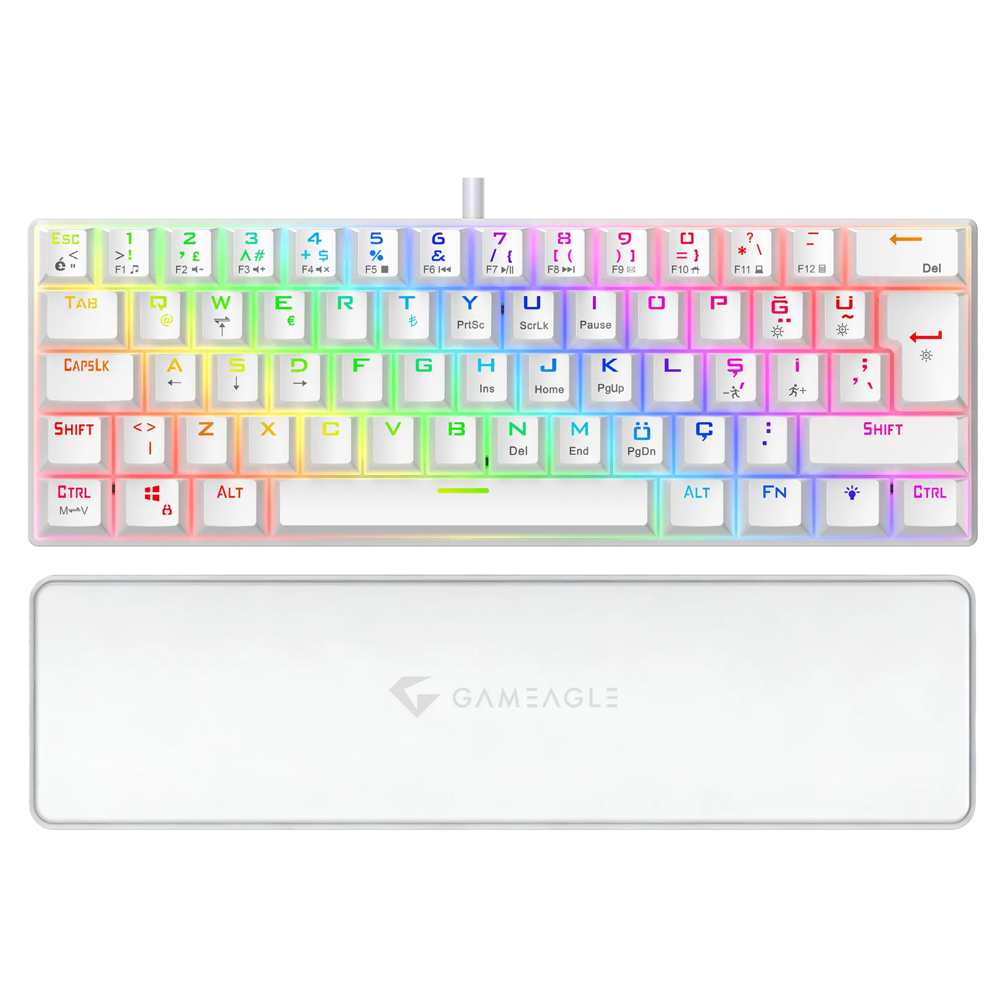 Helios RGB Kablolu Bilek Destekli Mekanik Oyuncu Klavyesi Beyaz