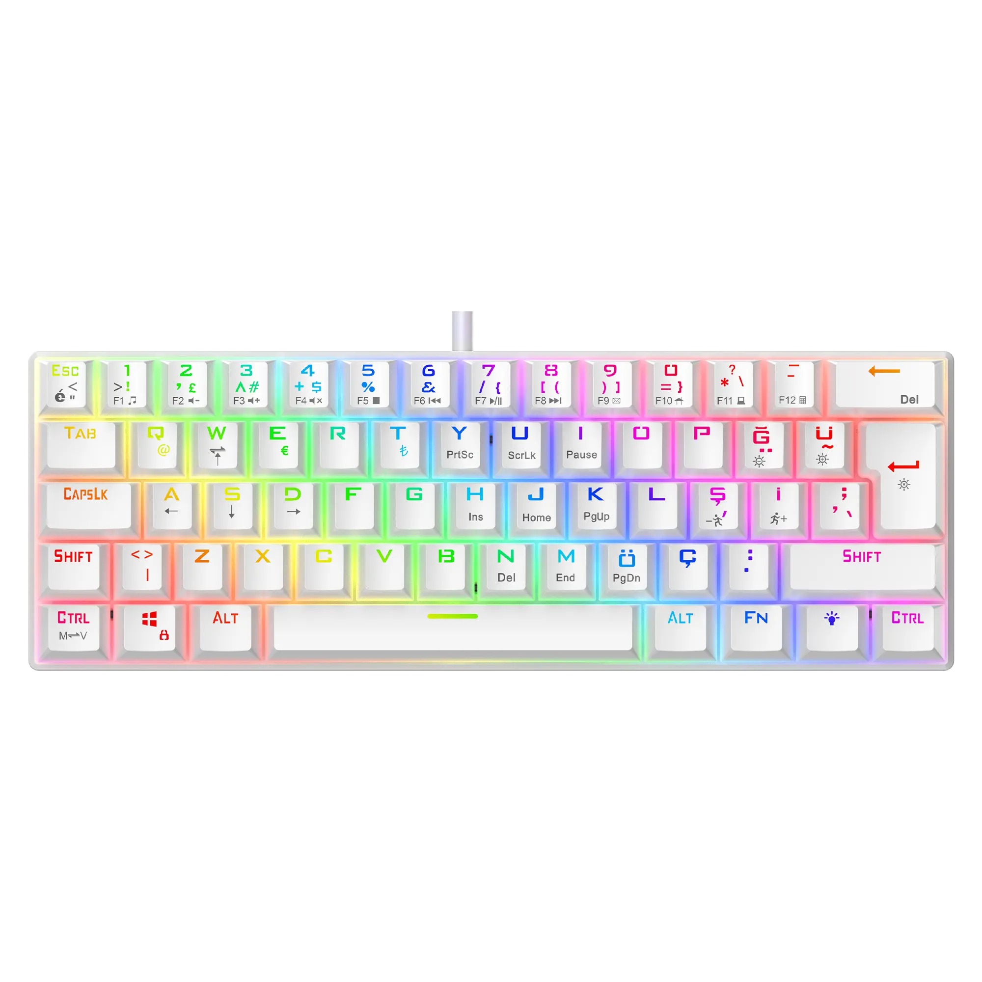 Helios RGB Kablolu Bilek Destekli Mekanik Oyuncu Klavyesi Beyaz thumbnail 3