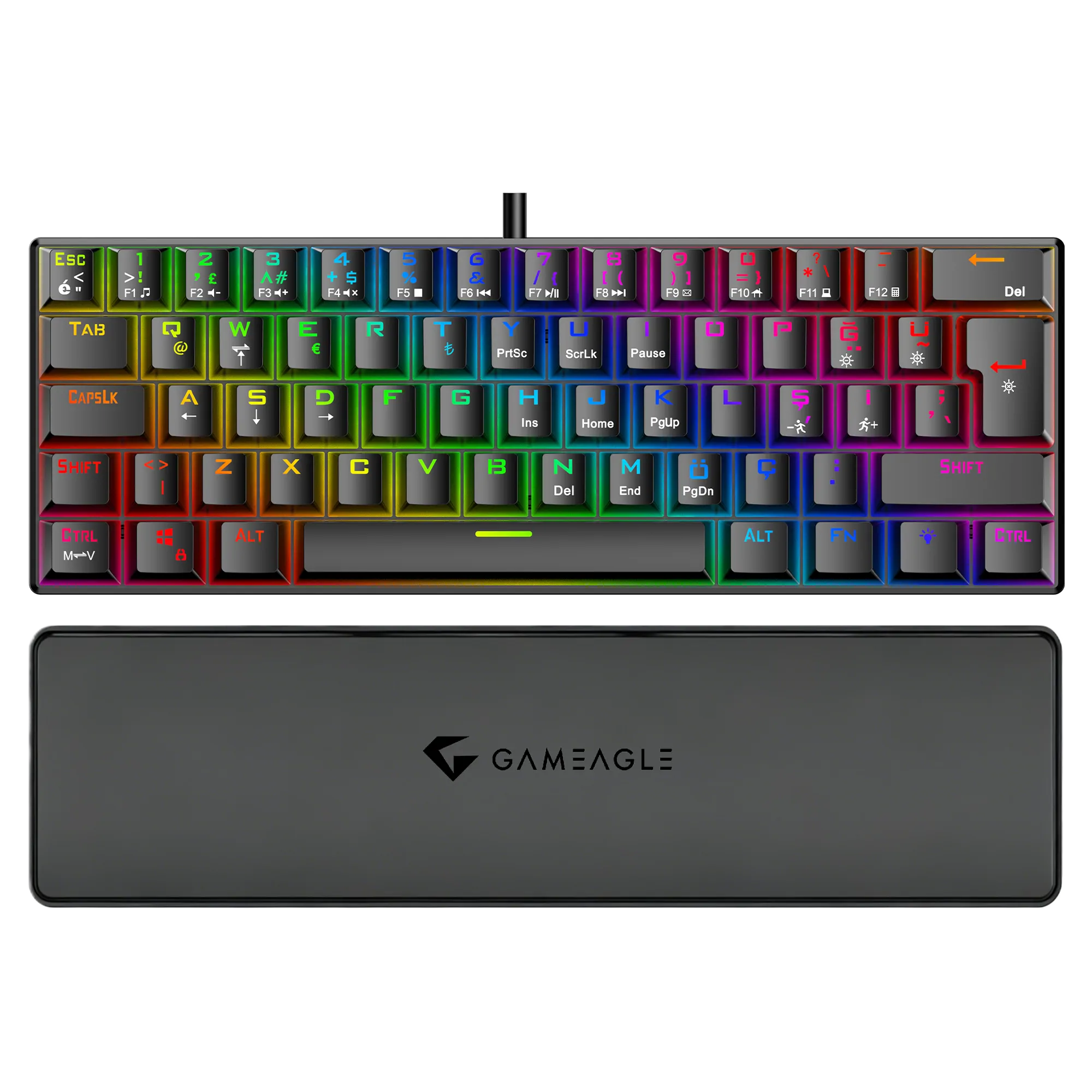 Helios RGB Kablolu Bilek Destekli Mekanik Oyuncu Klavyesi Siyah