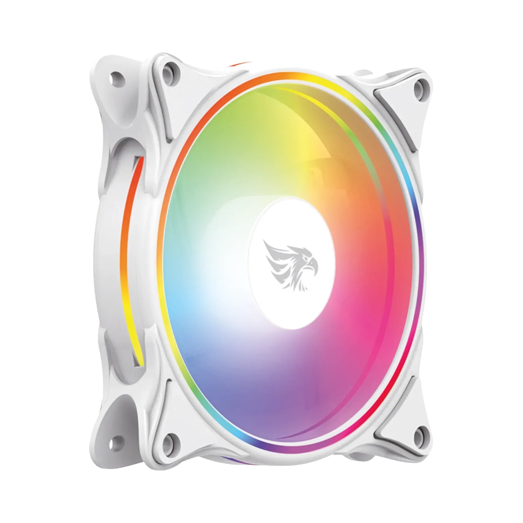 Neon Pulse 12cm Rainbow Led Fan - Kasa Fanı (Beyaz)