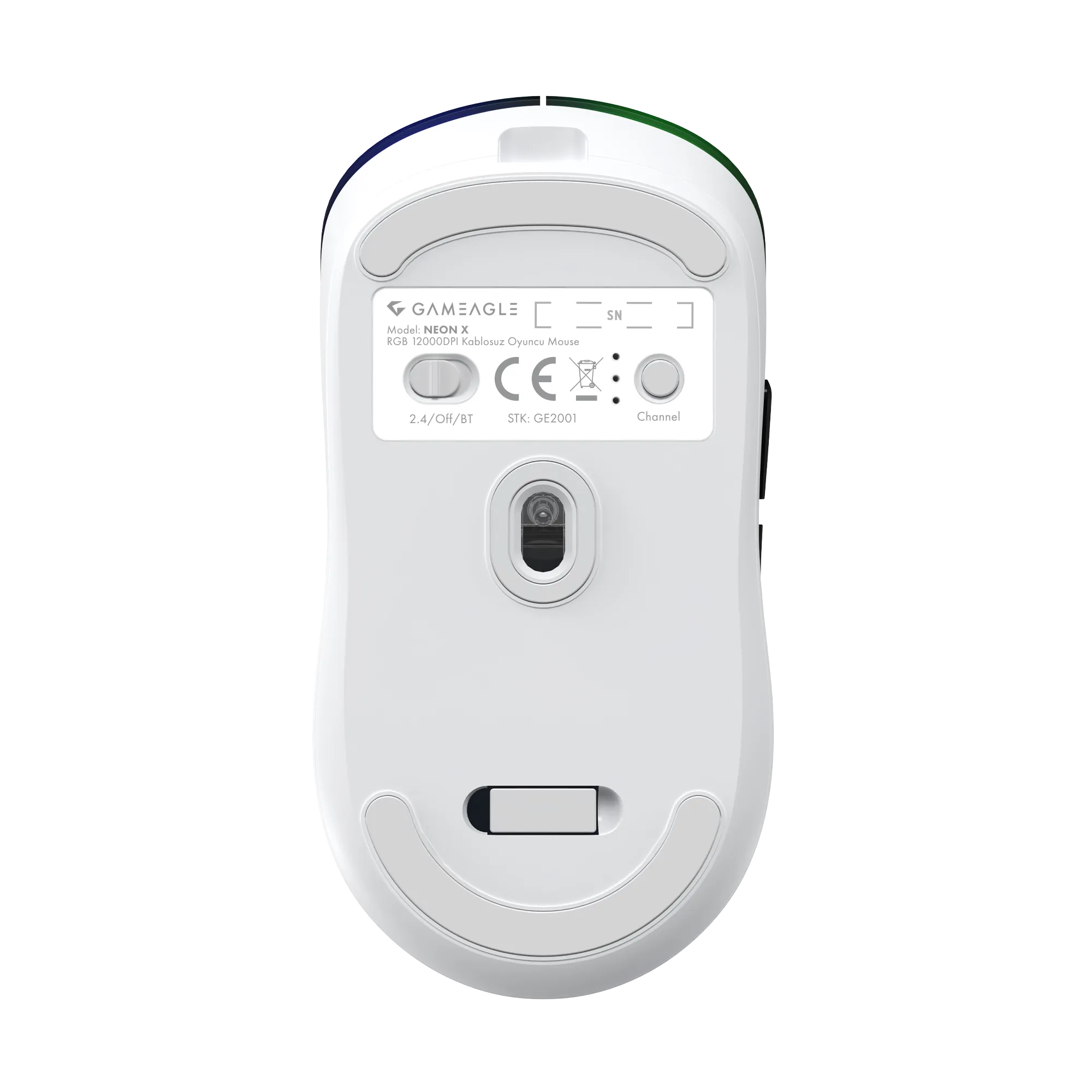 Neon X RGB Kablosuz Ultra Hafif 69gr 1K Hz 12000DPI Oyuncu Mouse Beyaz thumbnail 6