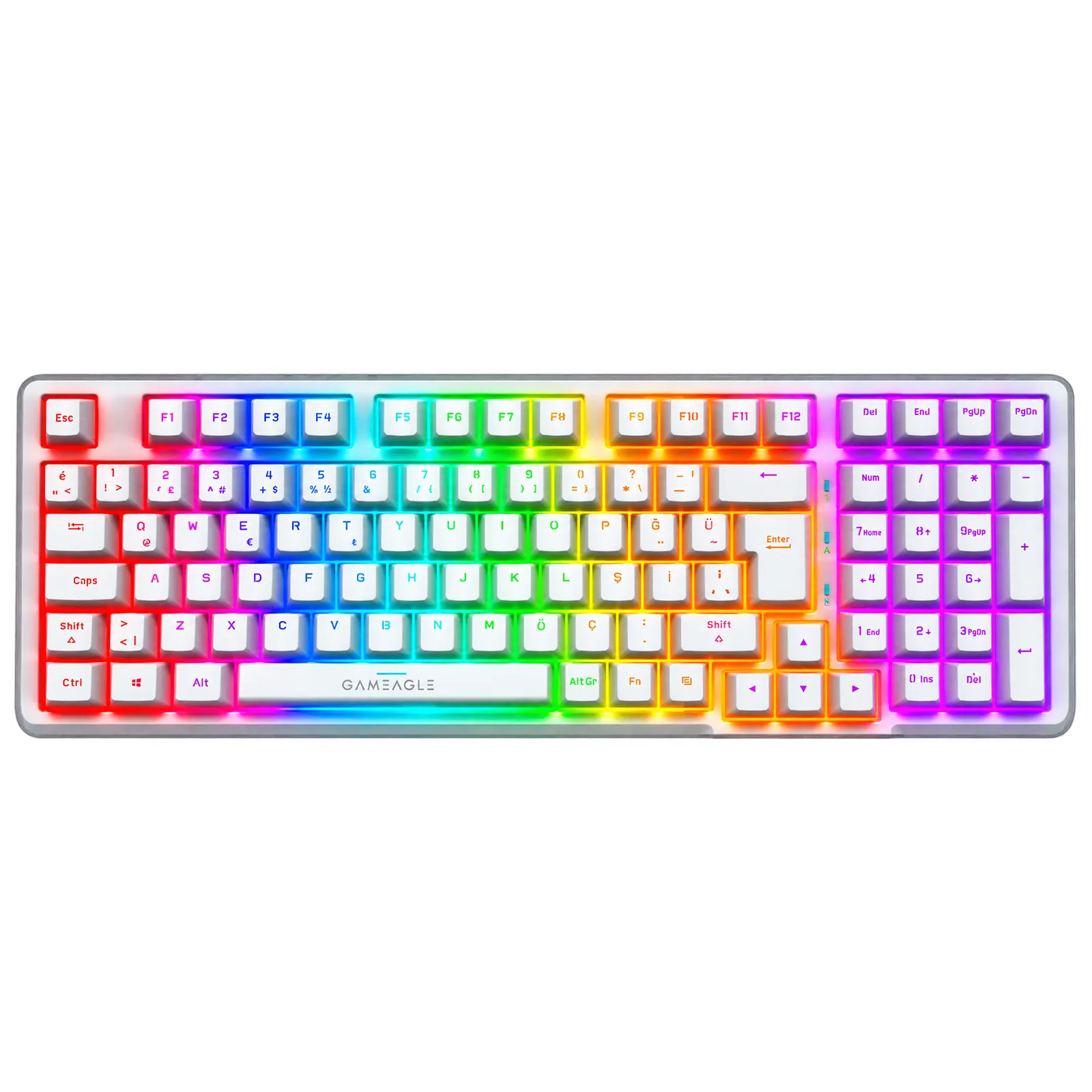 Troya Rgb Kablosuz 3 Mod Mekanik Oyuncu Klavyesi Beyaz