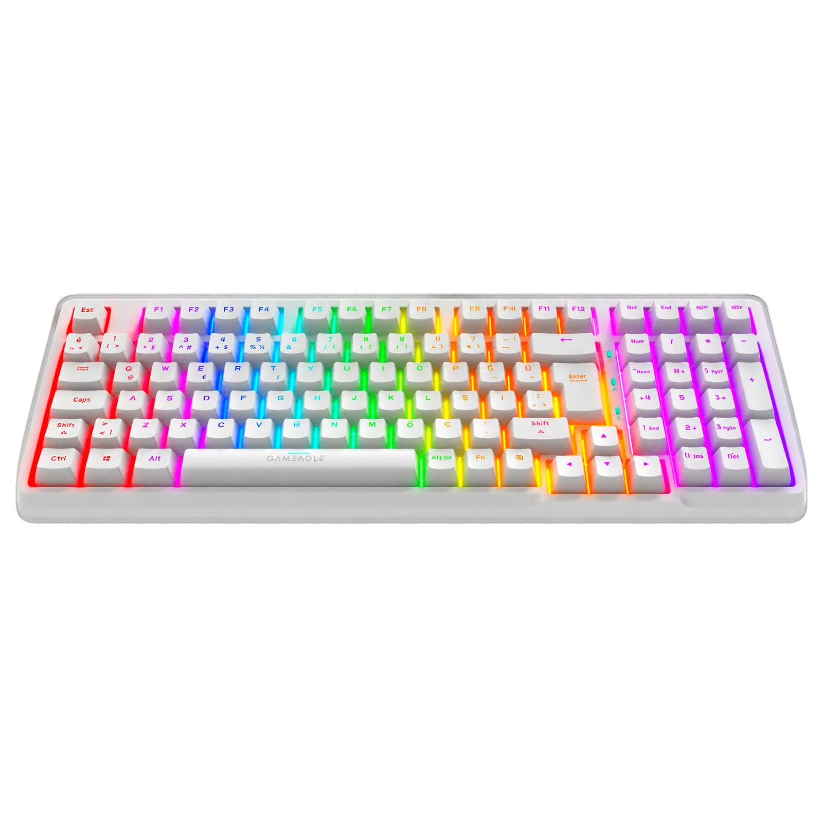 Troya Rgb Kablosuz 3 Mod Mekanik Oyuncu Klavyesi Beyaz thumbnail 2