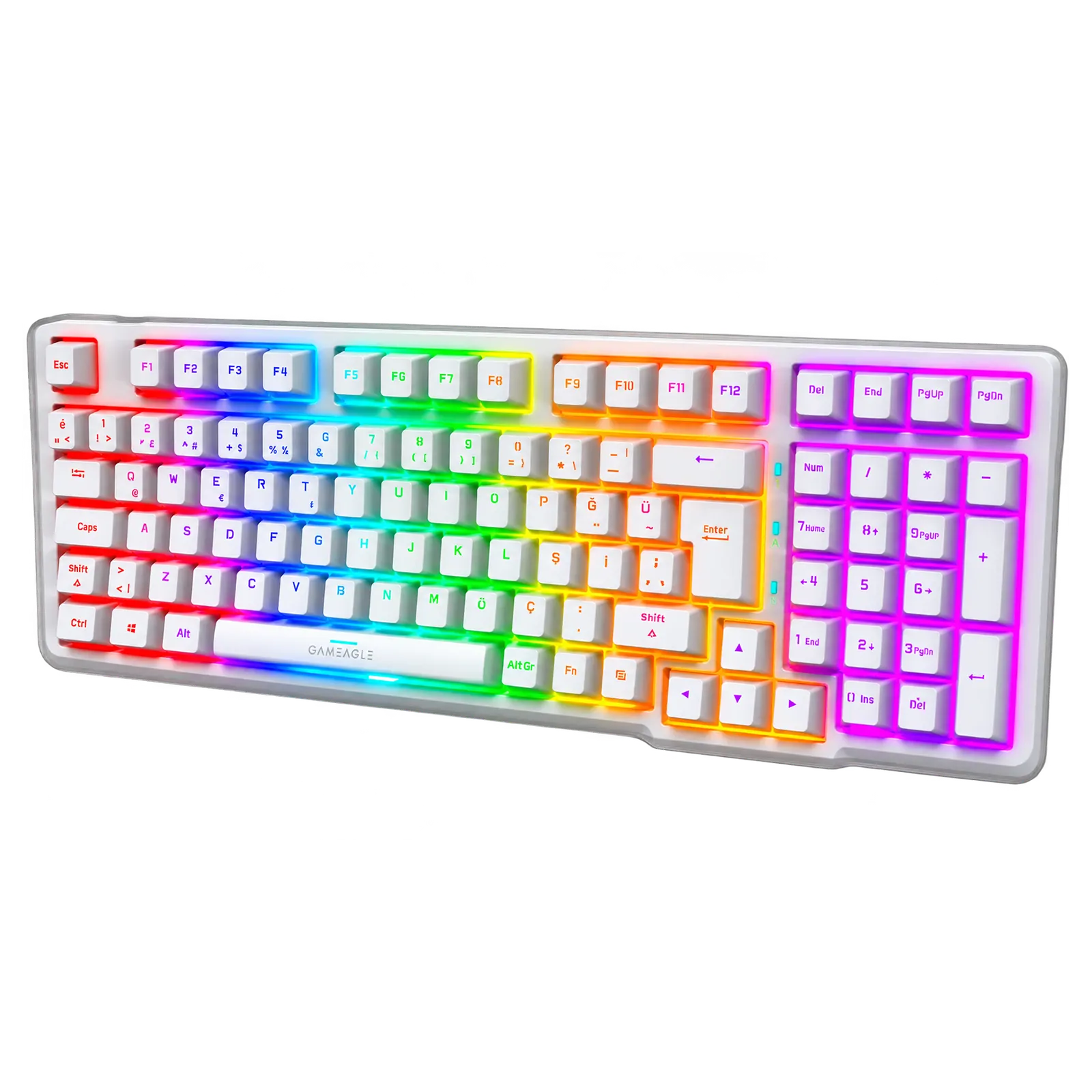 Troya Rgb Kablosuz 3 Mod Mekanik Oyuncu Klavyesi Beyaz thumbnail 3