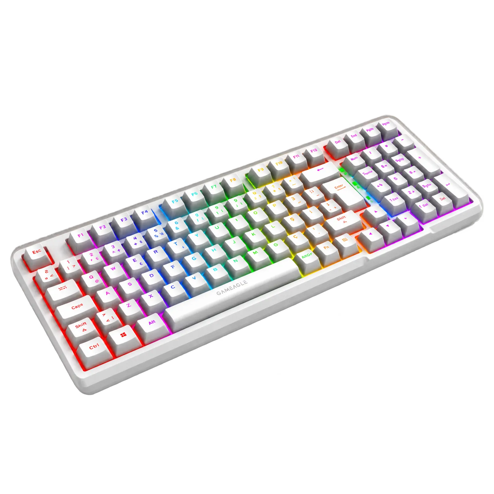 Troya Rgb Kablosuz 3 Mod Mekanik Oyuncu Klavyesi Beyaz thumbnail 4
